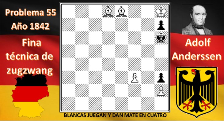 Problema 55 Fina técnica de zugzwang Adolf Anderssen