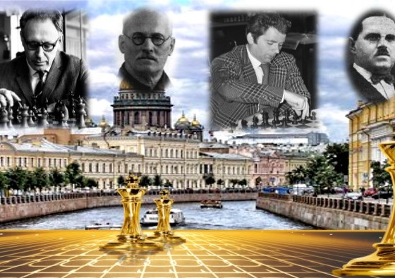 Mikhail Botvinnik, Alexei Troitski, Boris Spassky y Leonid Kúbel