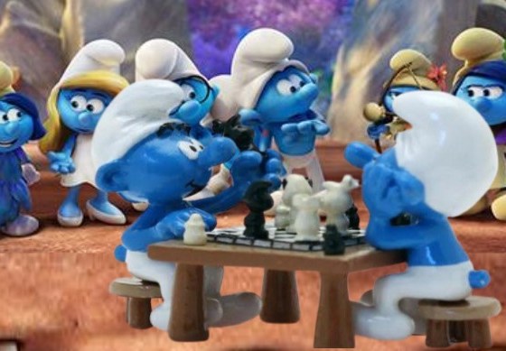 pitufos jugando ajedrez